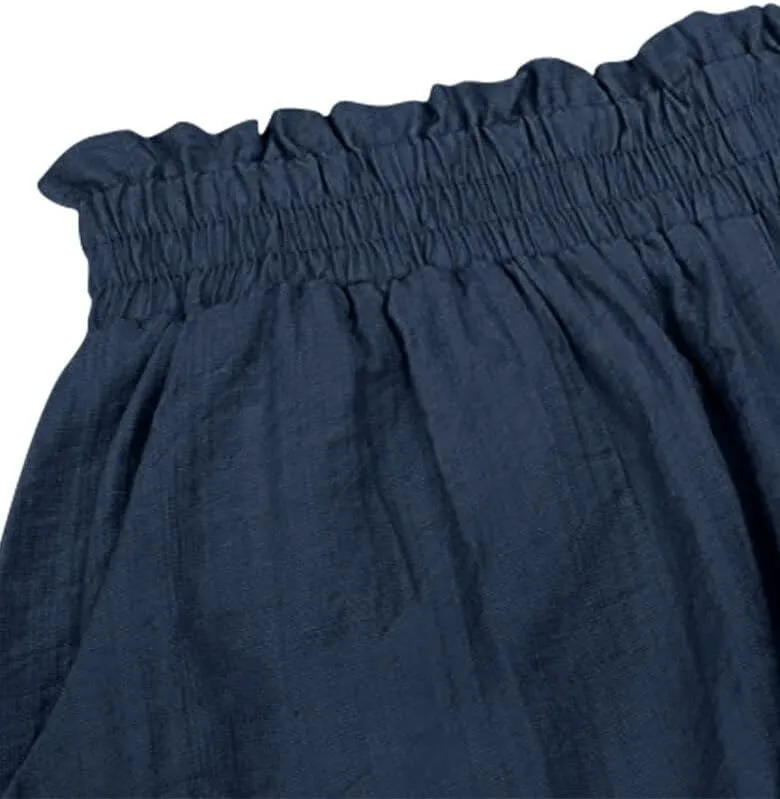 Women's Casual Elastic Waist Yoga Lounge Shorts - Comfy Stretch Lace Trim Summer Beach Linen Ruffle Shorts