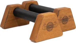WOODPOWER - PowerBars, Wooden Parallettes Push Up Bars, Joint-Friendly Beech Wood Calisthenics Equipment for Home, Durable Handstand Trainer Push Up Handles for Floors